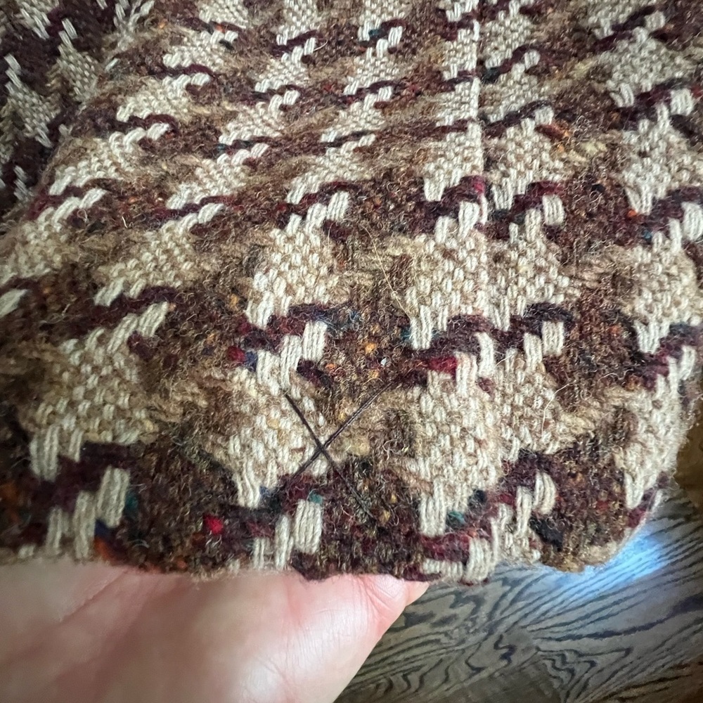 Marvin Richards VTG NEW Houndstooth Wool Coat with Fox Fur Collar Size 10 - Picture 9 of 14